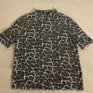 Zara animal print mock neck top